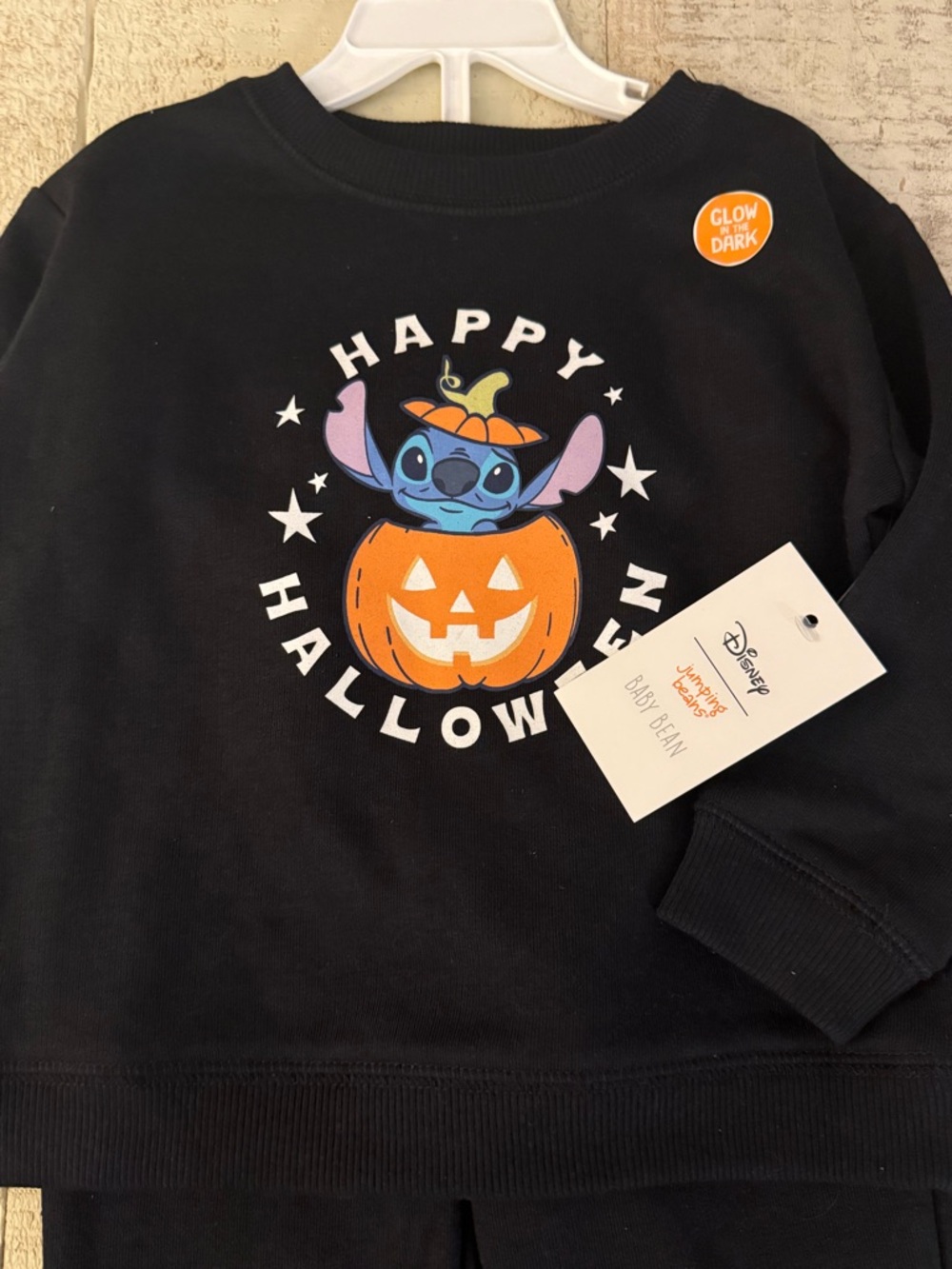 Baby Jumping Beans® Disney's Stitch Halloween 2-pc. Crew & Pant Set glow dark - Picture 2 of 3